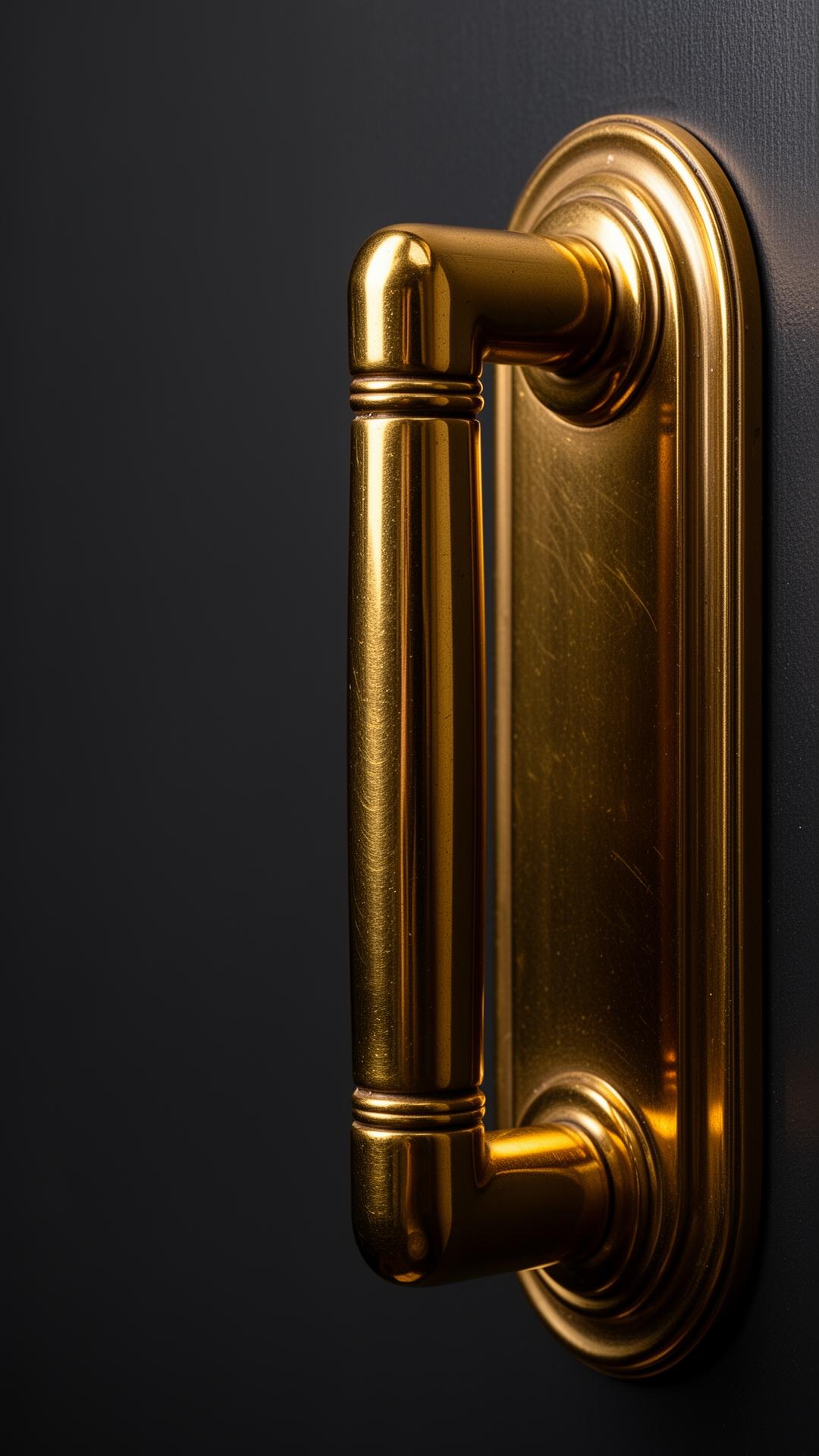 Premium polished brass door handle, manufactured in-house